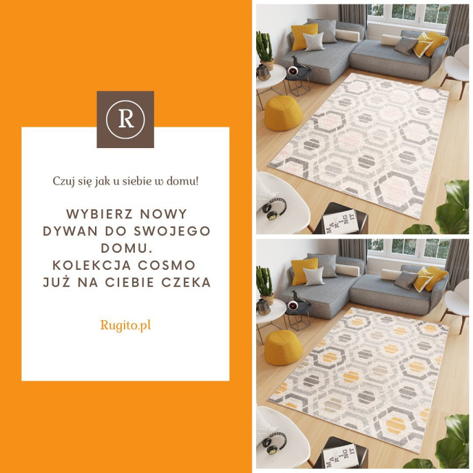 Bogata paleta kolorów i geometryczne  wzory to nowa kolekcja Cosmo🚀 

Gęste i grube runo o wysokości 8 mm wykonane z nici polipropylenowych typu Calping Frise 🌾 

#dywan #dywany #carpet #carpets 

#livingroomdetails #livingroomview #luxurylivingroom #outdoorlivingroom #inmylivingroom #livingroommakeover #livingroomidea #livingroomdesigns #livingroomcafe #livingroomsessions #instalivingroom #dreamlivingroom #formallivingroom #livingroommakeover #livingroomidea #livingroomdesigns #inspire_my_home_decor #farmhousechicdecor #homedecorative #ilovehomedecor #homdecoration #homedecordesign #homedecorindo #decoryourhome #decorastyle #inspirationalhomedecor #decoratingthehouse #decor4you #hoomedecor - Rugito - Daj się zainspirować