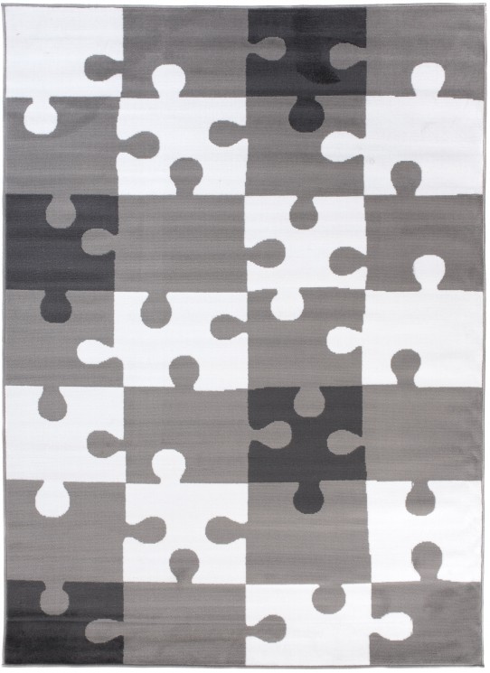 Dywan nowoczesny luxury z414b w puzzle do salonu do przedpokoju szary