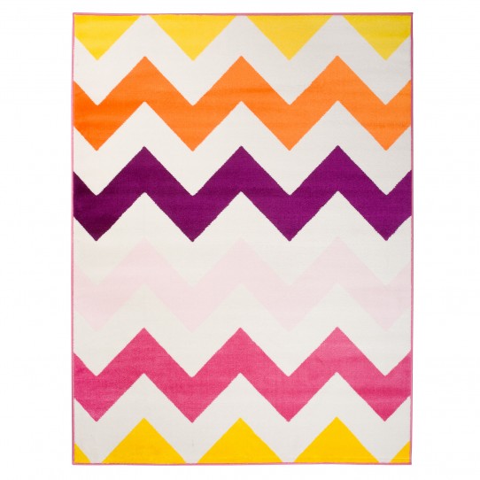 Dywan dziecięcy smile t819a zygzak kolorowy ładny biały