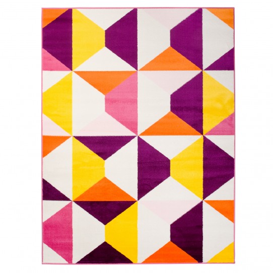 Dywan dziecięcy smile t821b wzory geometryczne kolorowy biały