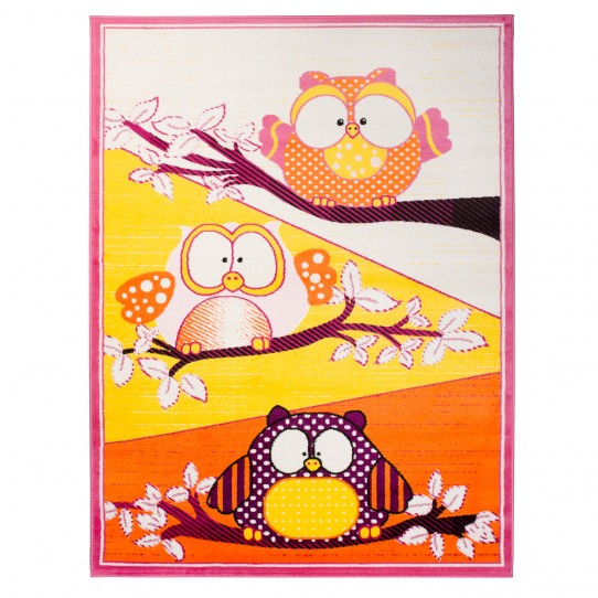 Dywan dziecięcy smile v027a sówki sowy na gałęzi biały