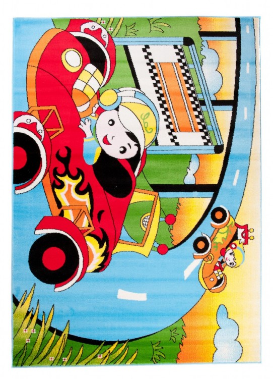 Dywan dziecięcy kinder a717a samochody wyścig ładny niebieski