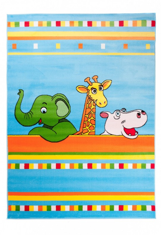Dywan dziecięcy kinder c760a słonik żyrafa hipopotam niebieski