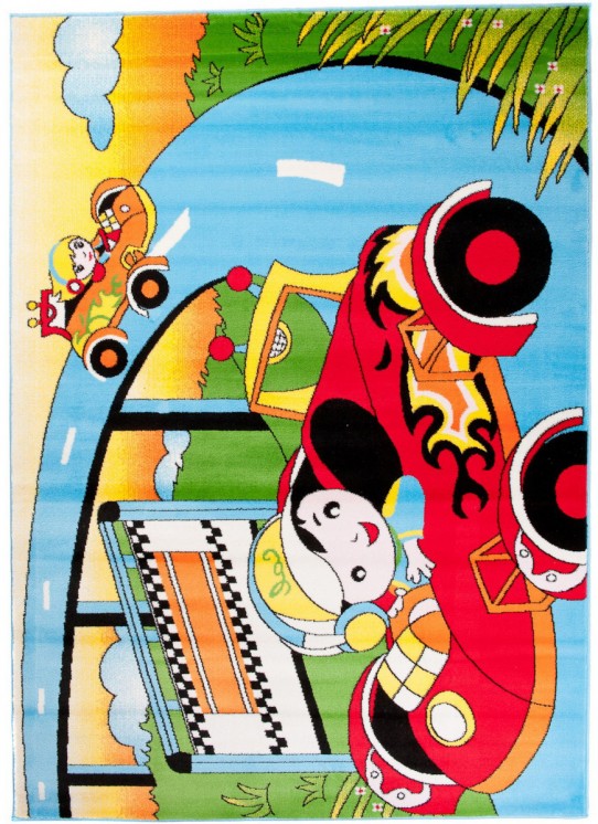 Dywan dziecięcy kinder a717b tor wyścigowy samochód niebieski