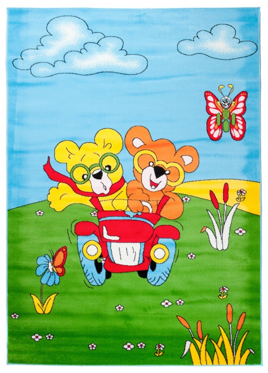 Dywan dziecięcy kinder a649a misie w samochodzie niebieski