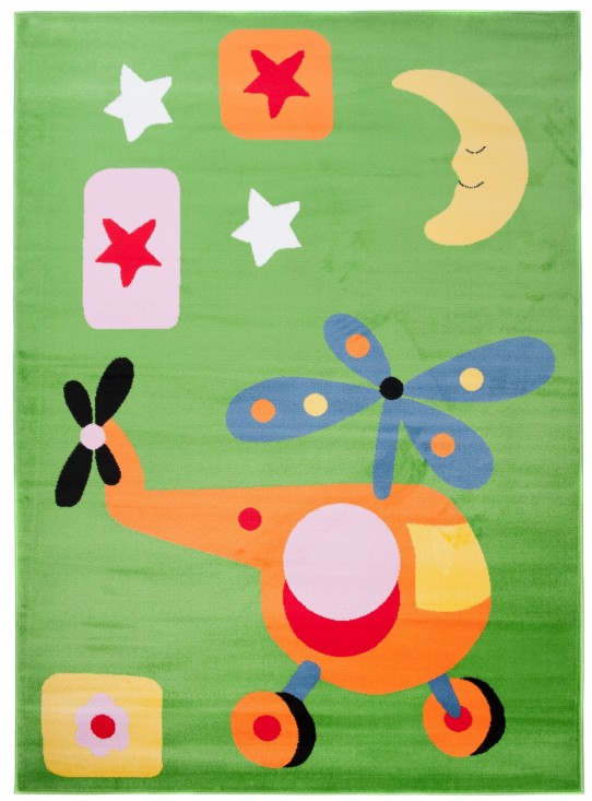 Dywan dziecięcy kinder a648a samolot księzyc gwiazdki zielony