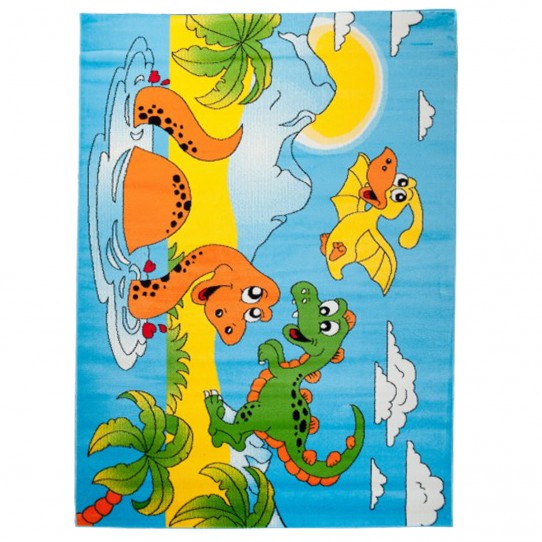 Dywan dziecięcy kinder a731b smoki w jeziorze niebieski